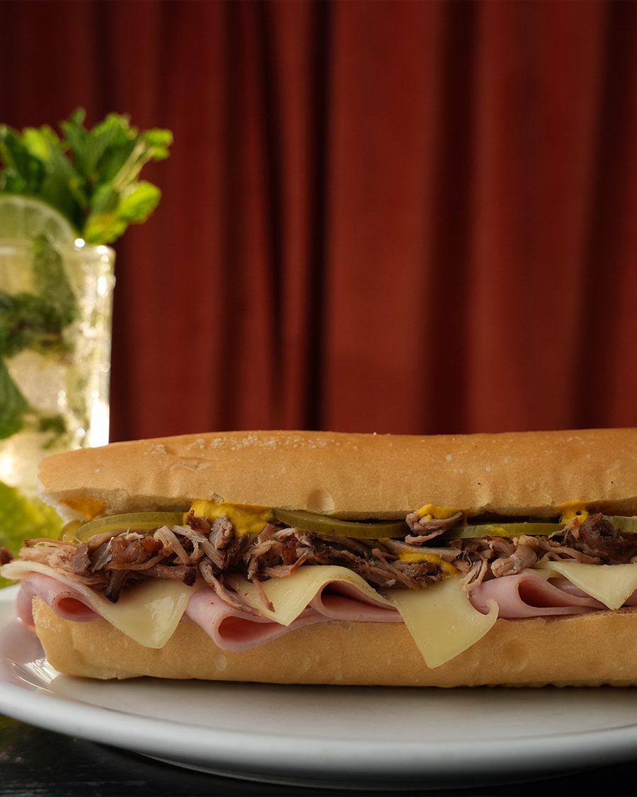 El Cubano, a pressed sandwich with roast pork, ham, Swiss cheese and pickles